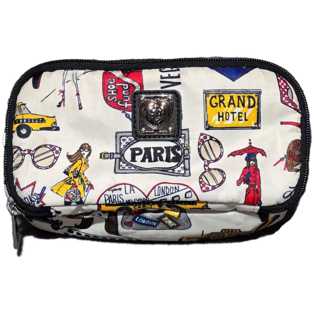 Brighton Jetsetter Travel Cosmetic Bag Makeup Pouch Paris London Print Luxury